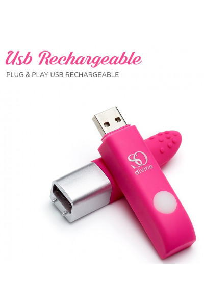 Ярко-розовый вибростимулятор Get Lucky USB Vibrator - 12 см.