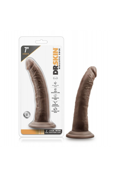 Коричневый фаллоимитатор 7 Inch Cock With Suction Cup - 19 см.