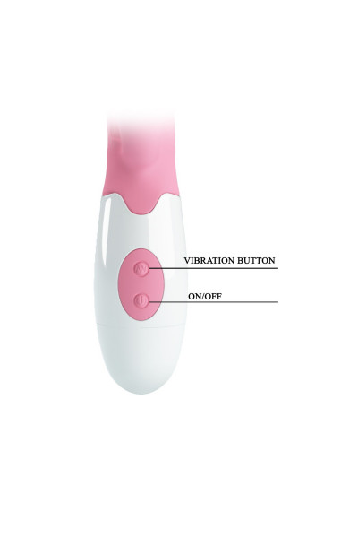 Нежно-розовый вибратор с клиторальным отростком Peter - 19,2 см.