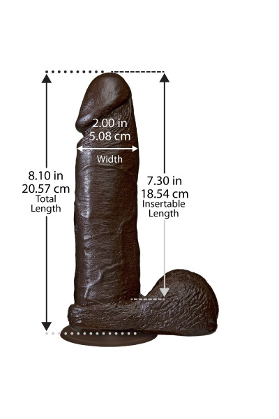 Коричневый фаллоимитатор The Realistic Cock 8” with Removable Vac-U-Lock Suction Cup - 20,57 см.