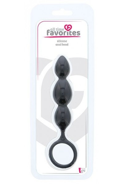 Черная анальная пробка-елочка SILICONE ANAL BEAD - 16,5 см.