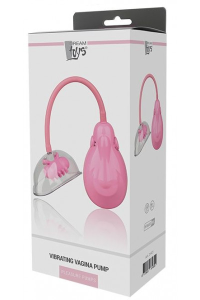 Розовый вакуумный вибромассажер VIBRATING VAGINA PUMP