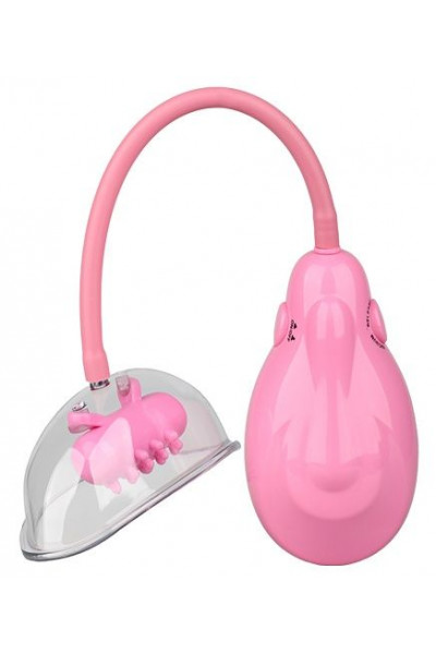 Розовый вакуумный вибромассажер VIBRATING VAGINA PUMP