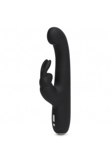 Чёрный вибратор Slimline G-Spot Rechargeable Rabbit Vibrator - 24,1 см.