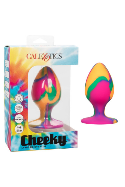 Яркая анальная пробка Cheeky Large Tie-Dye Plug - 9 см.