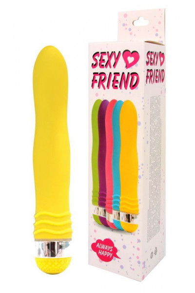 Желтый эргономичный вибратор Sexy Friend - 17,5 см.