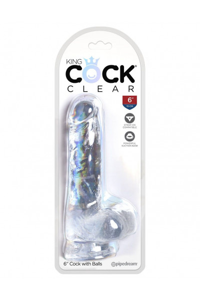 Прозрачный фаллоимитатор King Cock Clear 6  Cock with Balls - 17,8 см.