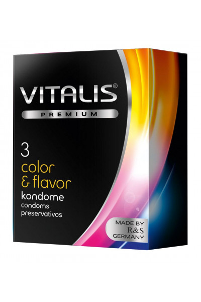 Цветные ароматизированные презервативы VITALIS PREMIUM color   flavor - 3 шт.